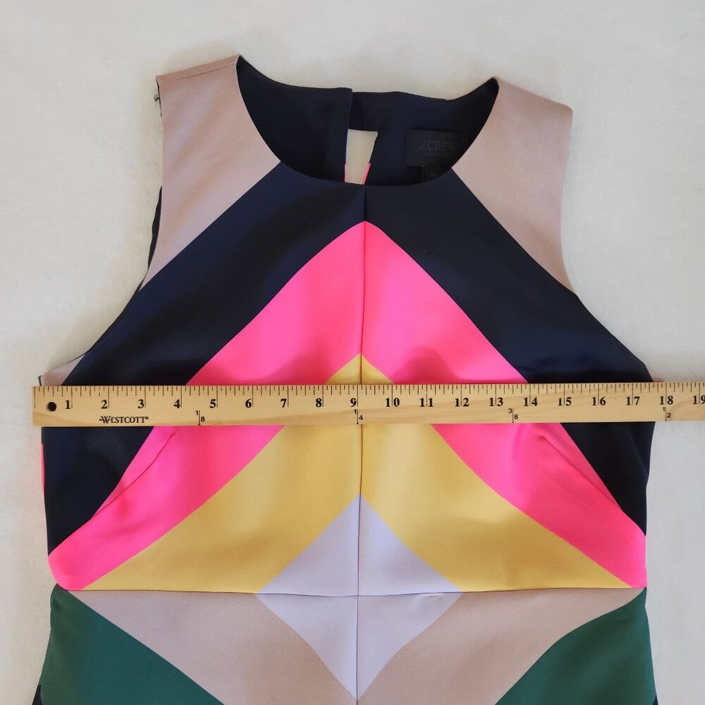 J.Crew Collection Pop Stripe Sheath Dress Chevron Sleeveless Maximalist Party - Picture 9 of 9